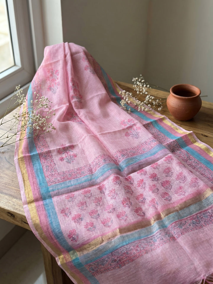 Printed Cotton Blend Unstitched Suit With Pant &amp; Dupatta