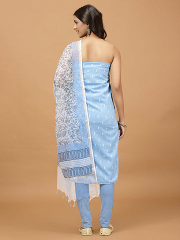 Printed Cotton Blend Unstitched Suit With Dupatta