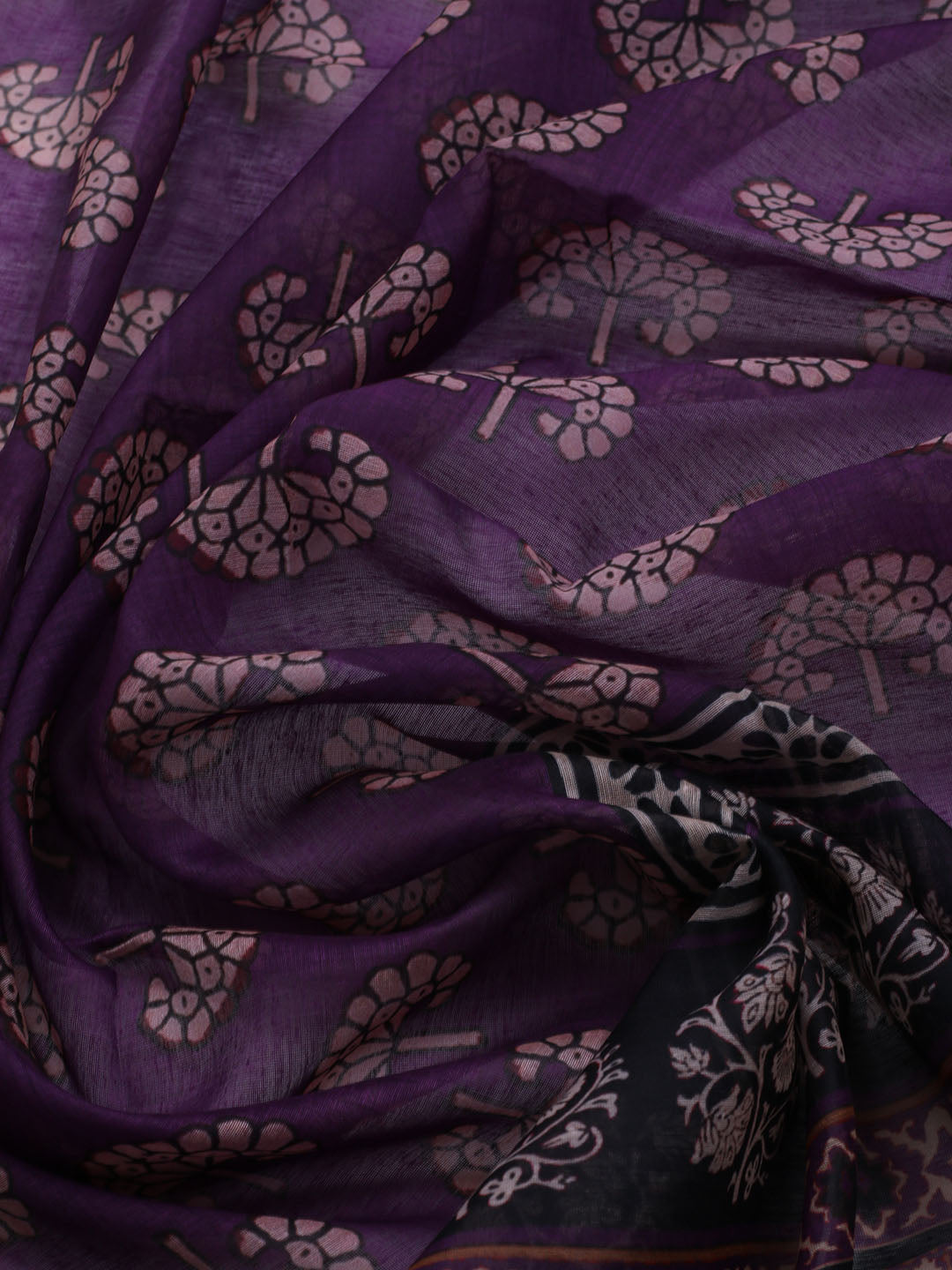 Printed Cotton Blend Unstitched Suit With Dupatta