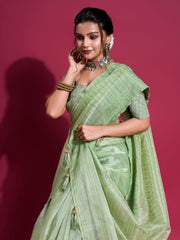 Zari Booti Woven Organza Woven Saree