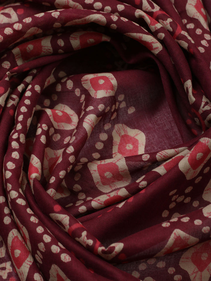 Embroidered Cotton Blend Unstitched Suit With Pant Dupatta