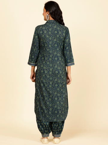 Floral Printed Cotton Kurta With Pants