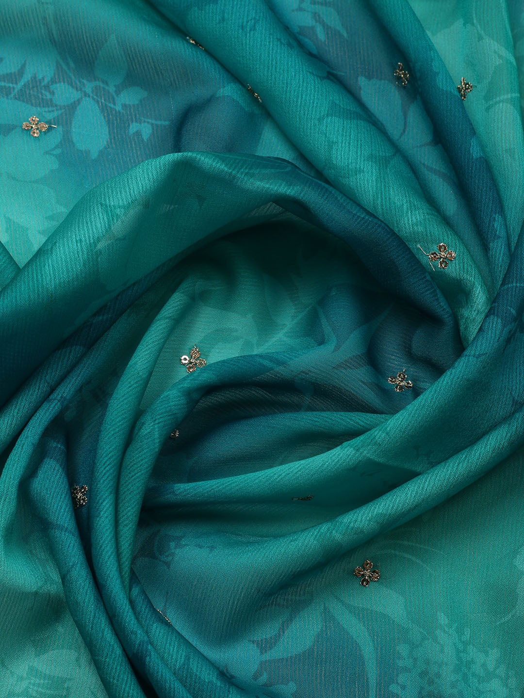 Embroidered Art Silk Unstitched Suit With Pant &amp; Dupatta