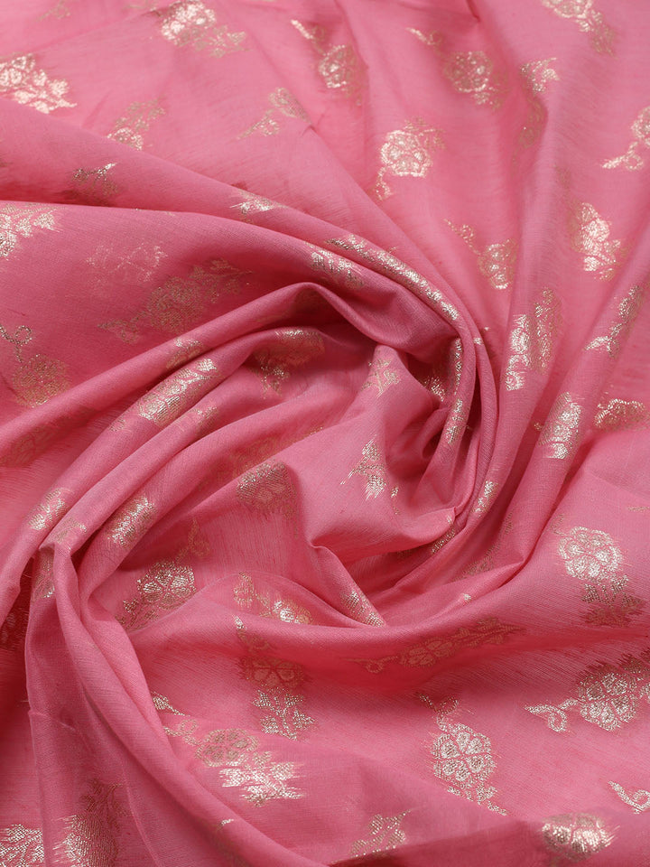 Embroidered Chanderi Unstitched Suit With Dupatta