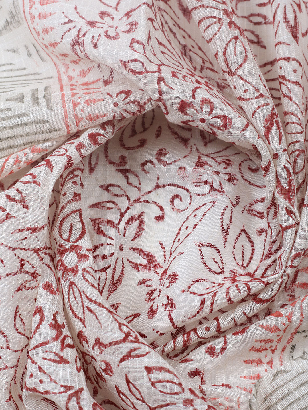 Printed Cotton Blend Unstitched Suit With Pant &amp; Dupatta