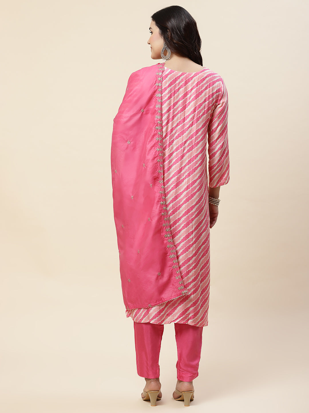 Leheriya Printed Muslin Suit Set With Dupatta