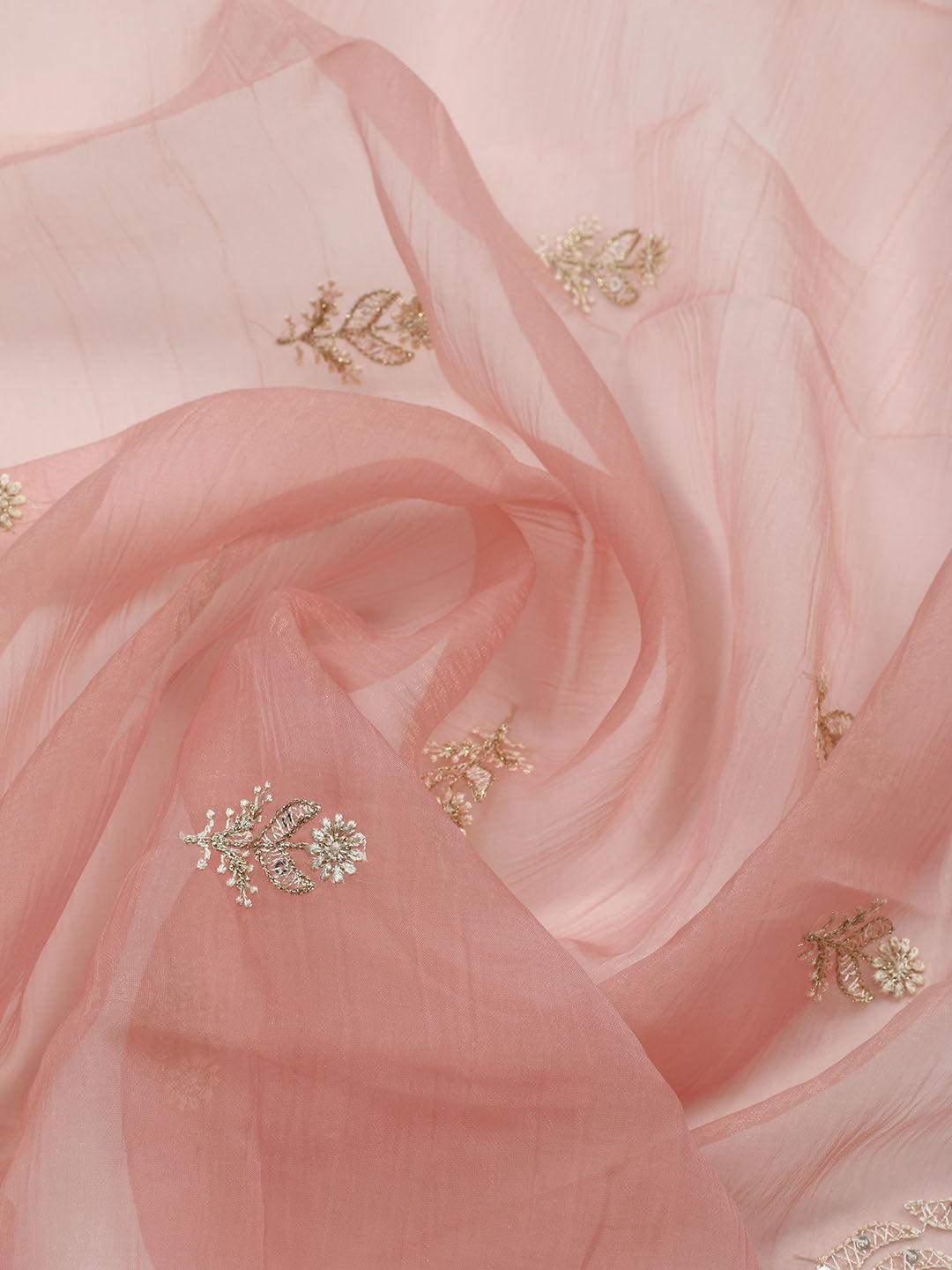Embroidered Organza Unstitched Suit With Pant &amp; Dupatta