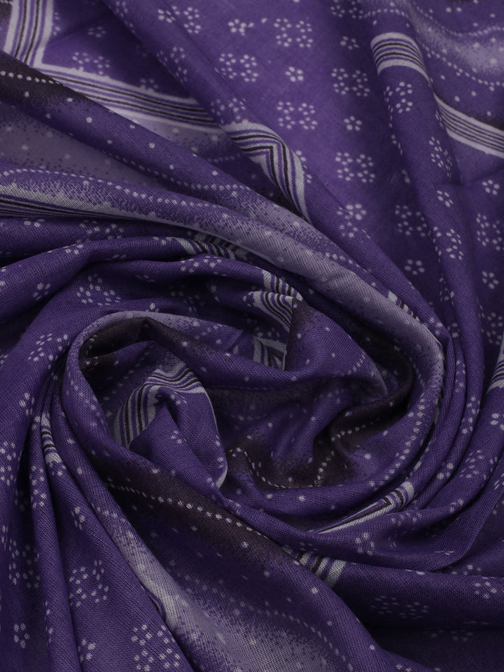 Printed Cotton Blend Unstitched Suit With Dupatta