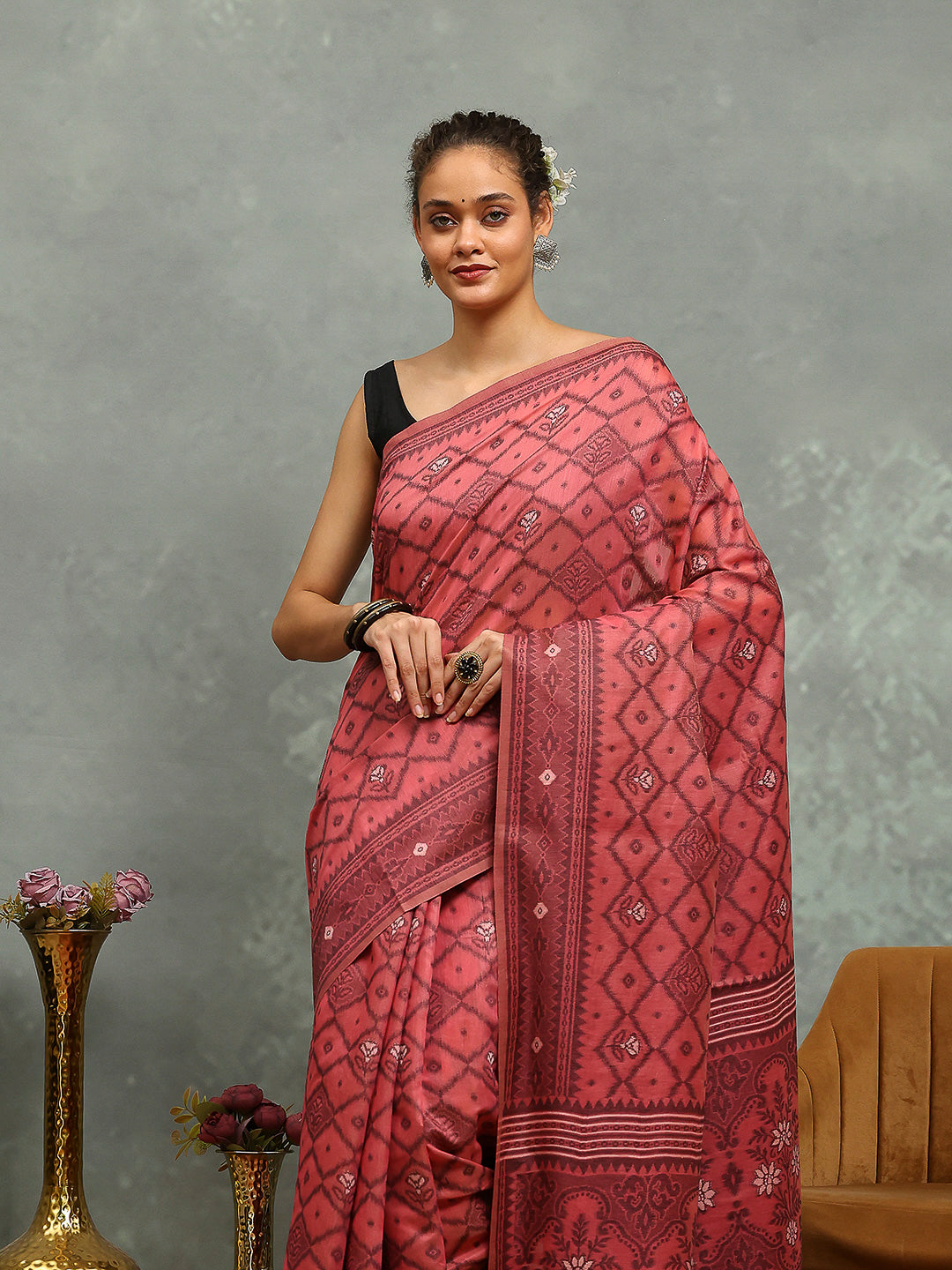 Resham Booti Woven Cotton Blend Saree