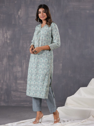 Printed Cotton Kurti With Pants