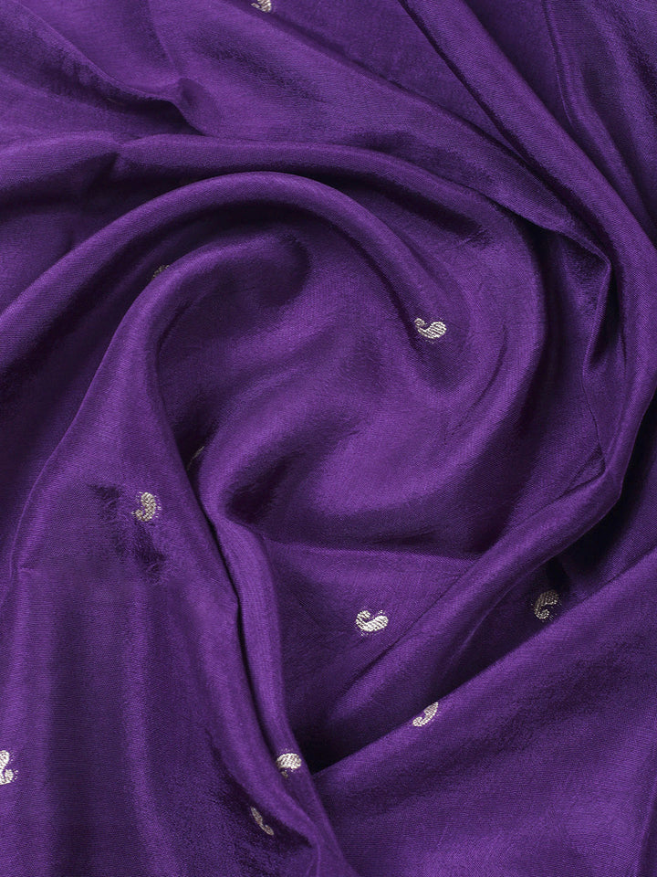 Embroidered Chanderi Unstitched Suit With Pant &amp; Dupatta