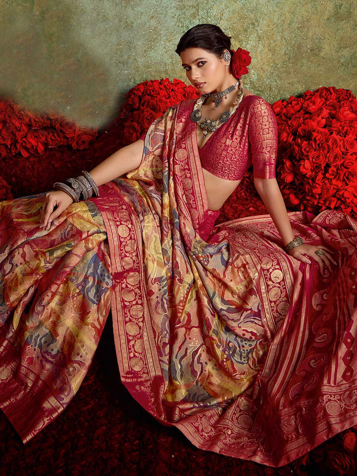 Abstract Printed Georgette Saree