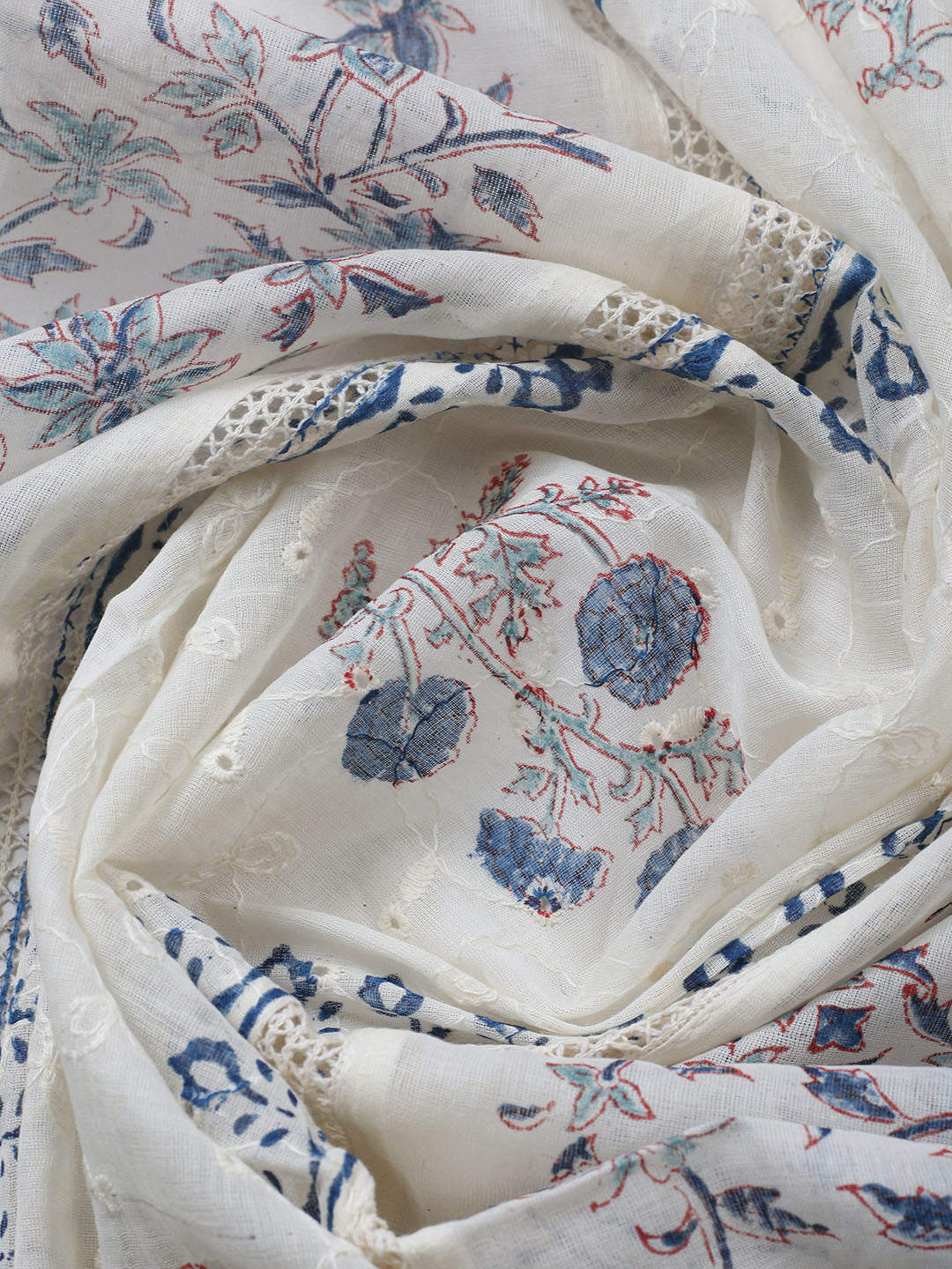 Embroidered Cotton Blend Unstitched Suit With Pant &amp; Dupatta