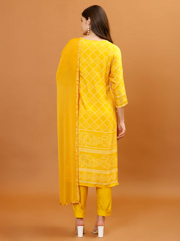 Gota Work Cotton Kurta With Pants & Dupatta