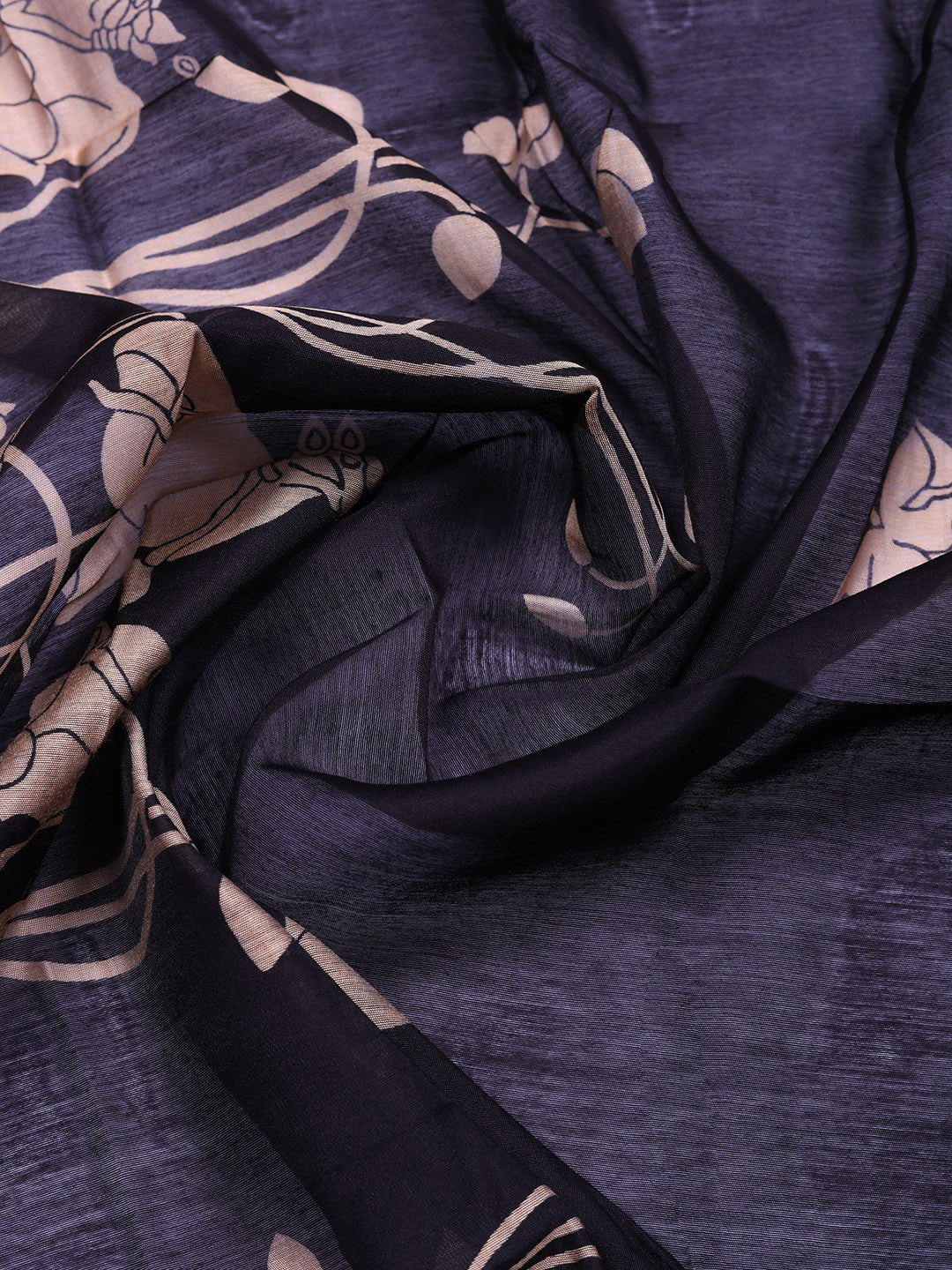 Printed Chanderi Unstitched Suit With Pant &amp; Dupatta