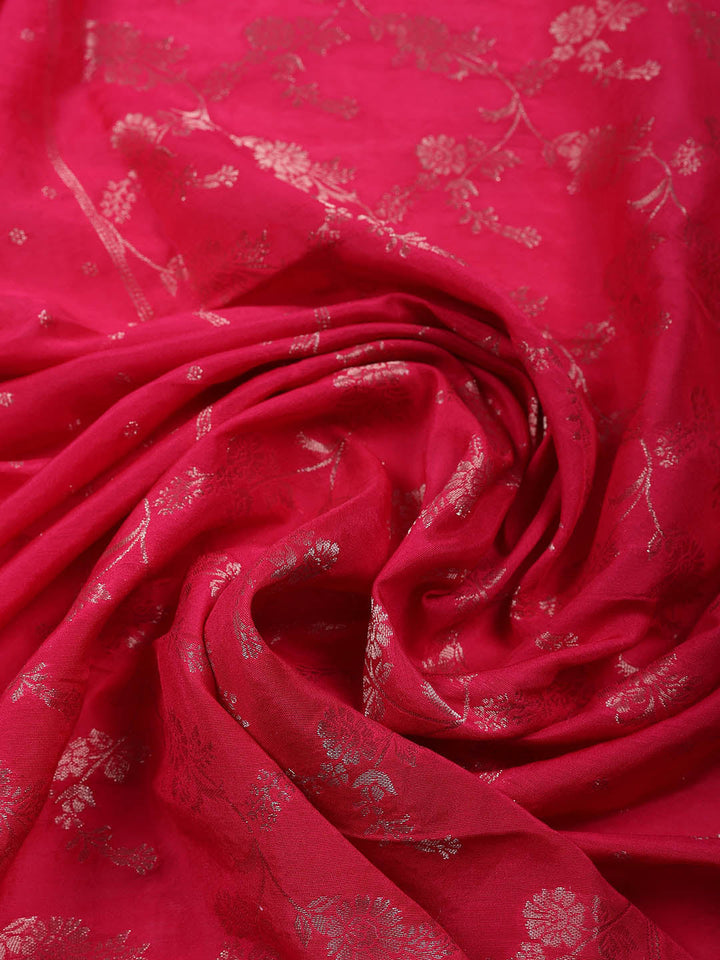 Embroidered Chanderi Unstitched Suit With Pant &amp; Dupatta