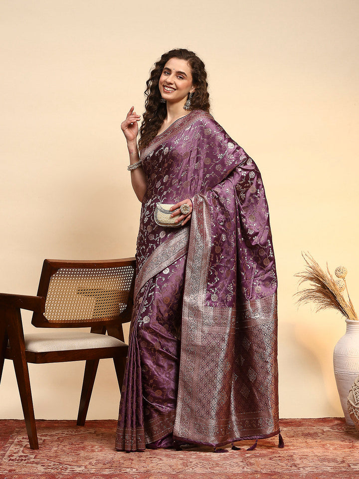 Embroidered Satin Saree