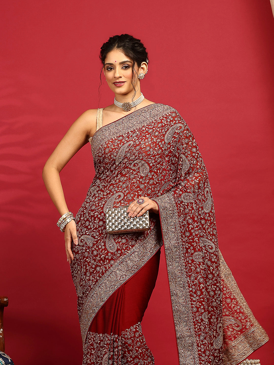 Embroidered Georgette Saree