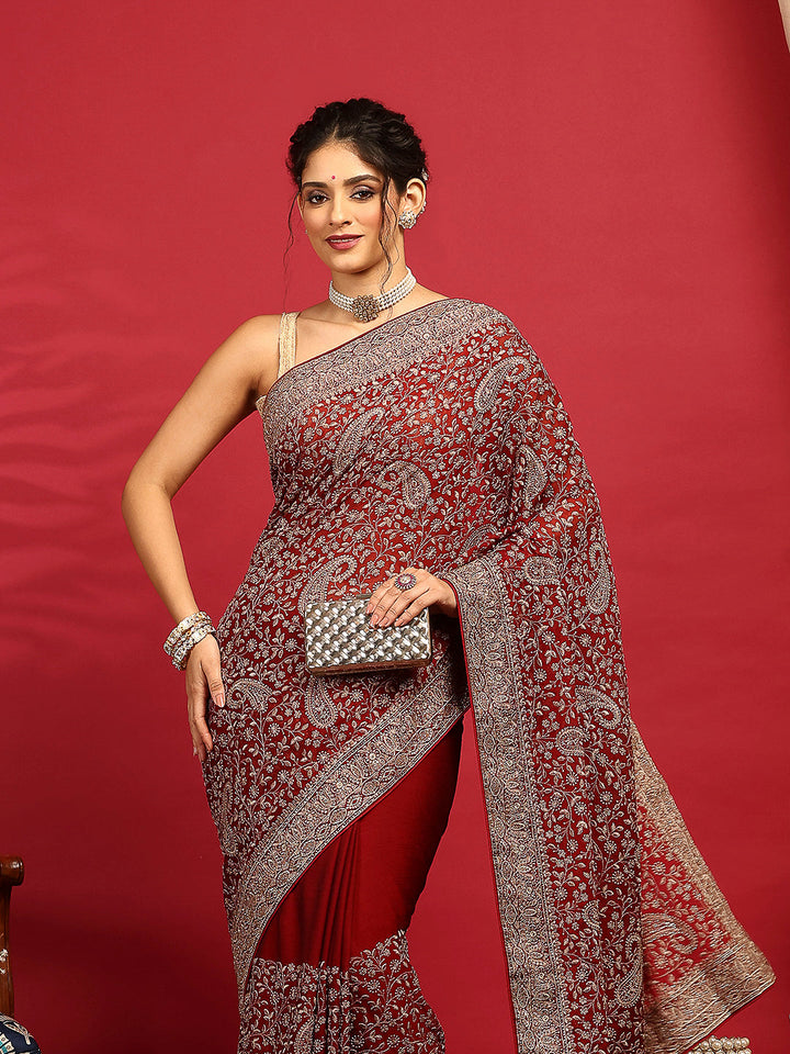 Embroidered Georgette Saree