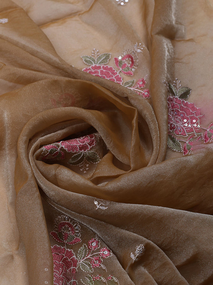 Embroidered Tissue Unstitched Suit With Dupatta