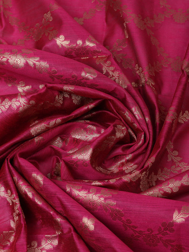 Woven Design Chanderi Unstitched Suit With Pant &amp; Dupatta