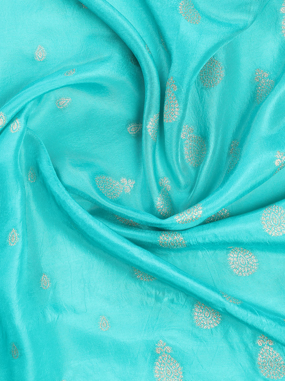 Embroidered Art Silk Unstitched Suit With Dupatta