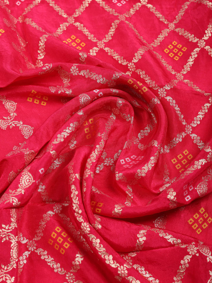 Embroidered Chanderi Unstitched Suit With Pant &amp; Dupatta