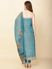 Embroidery Tissue Unstitched Suit Piece With Dupatta