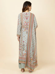 Digital Floral Printed Crepe Kurta With Palazzo & Dupatta