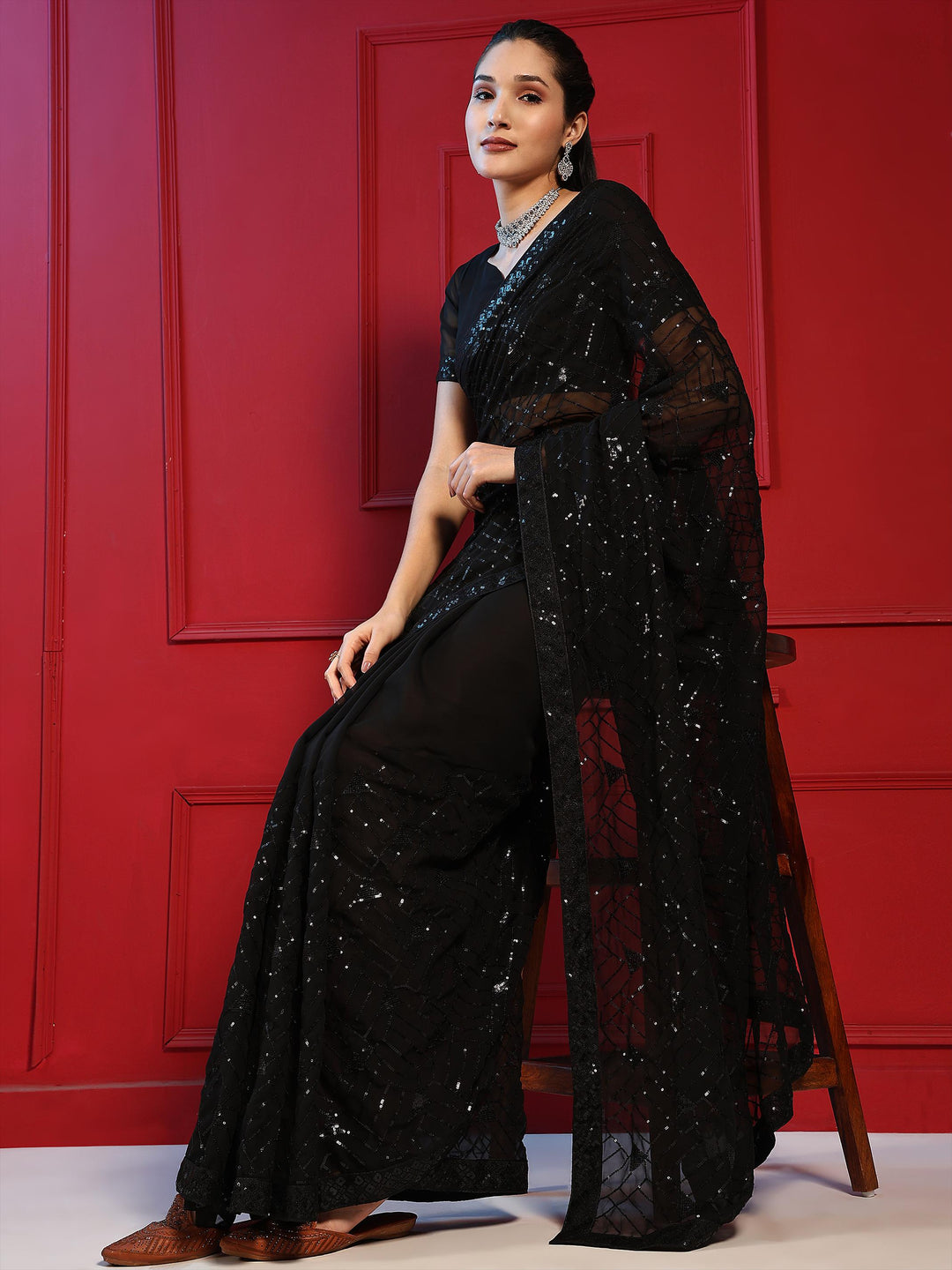 Embroidered Georgette Saree