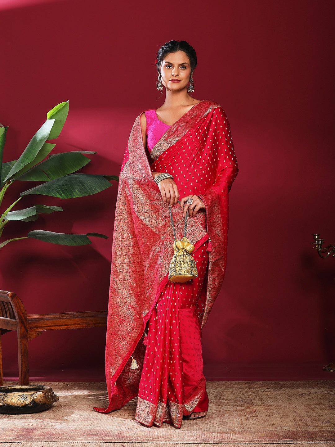 Woven Design Satin Saree