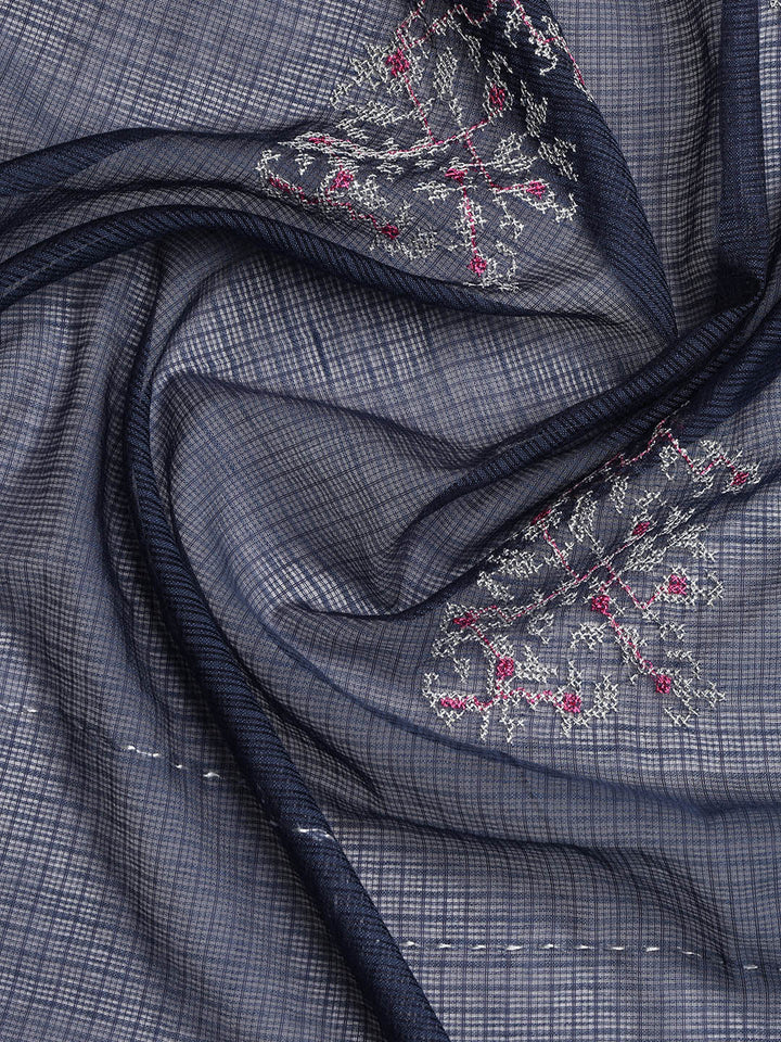 Neck Embroidered Cotton Blend Unstitched Suit With Dupatta
