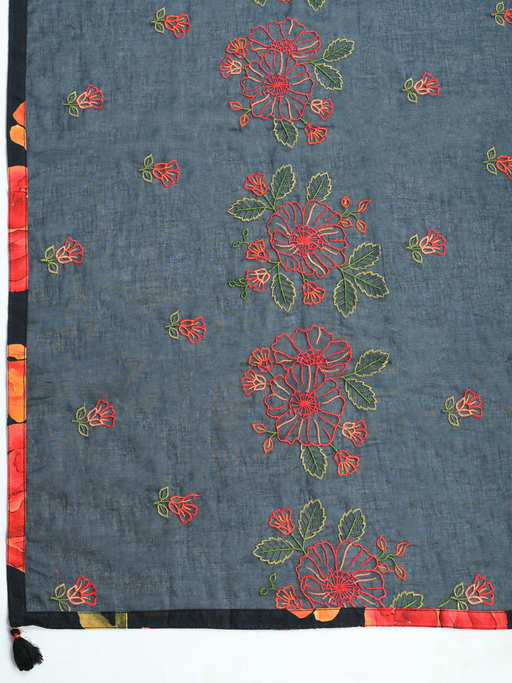 Printed Cotton Blend Kurta With Pant &amp; Dupatta