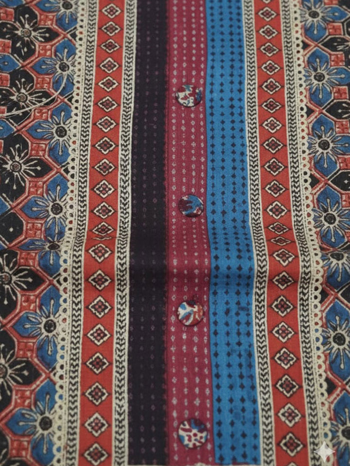 Embroidered Cotton Blend Unstitched Suit With Pant &amp; Dupatta
