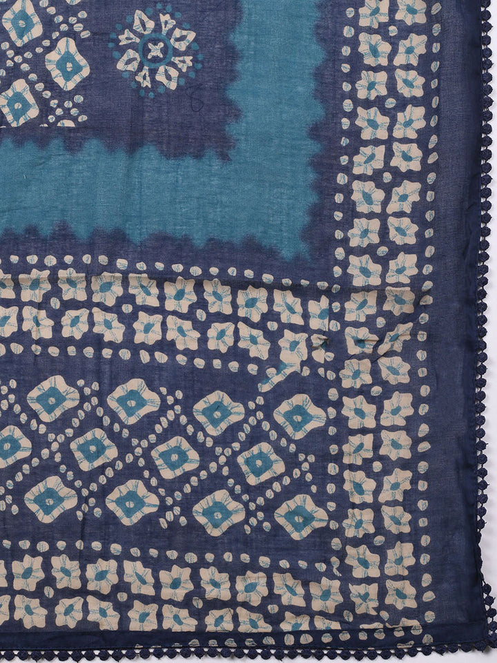 Embroidered Cotton Blend Unstitched Suit With Pant Dupatta