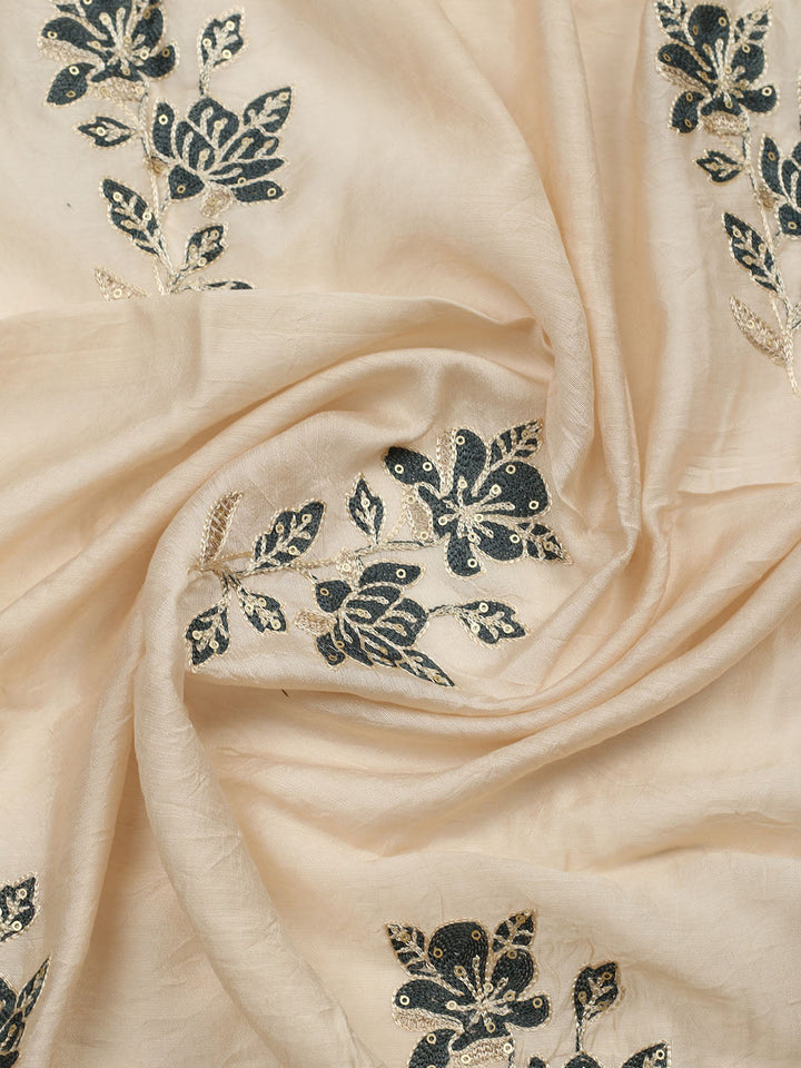 Embroidered Cotton Blend Unstitched Suit With Pant &amp; Dupatta