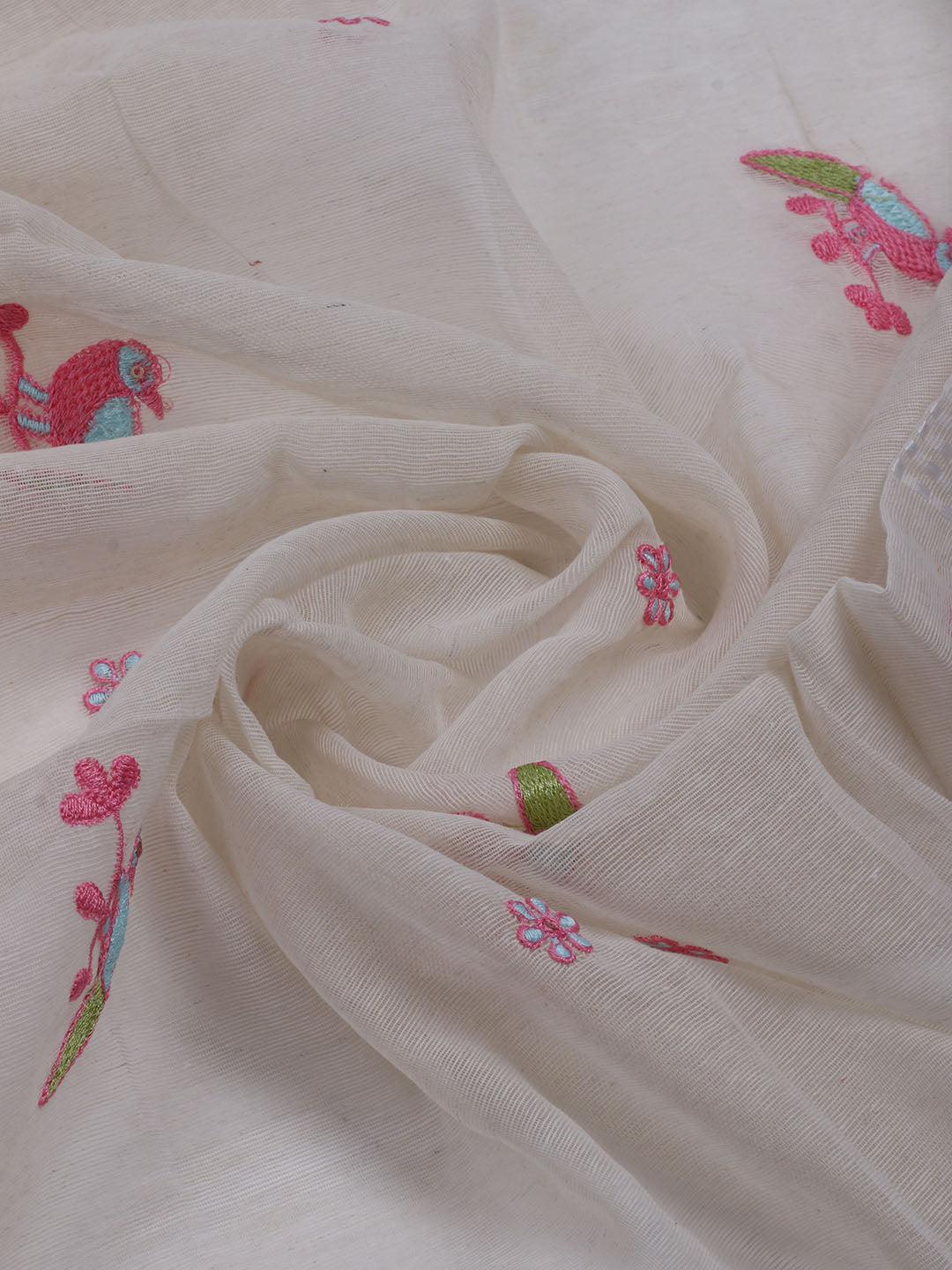 Neck Embroidered Cotton Blend Unstitched Suit With Dupatta
