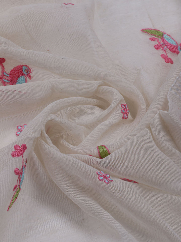 Neck Embroidered Cotton Blend Unstitched Suit With Dupatta