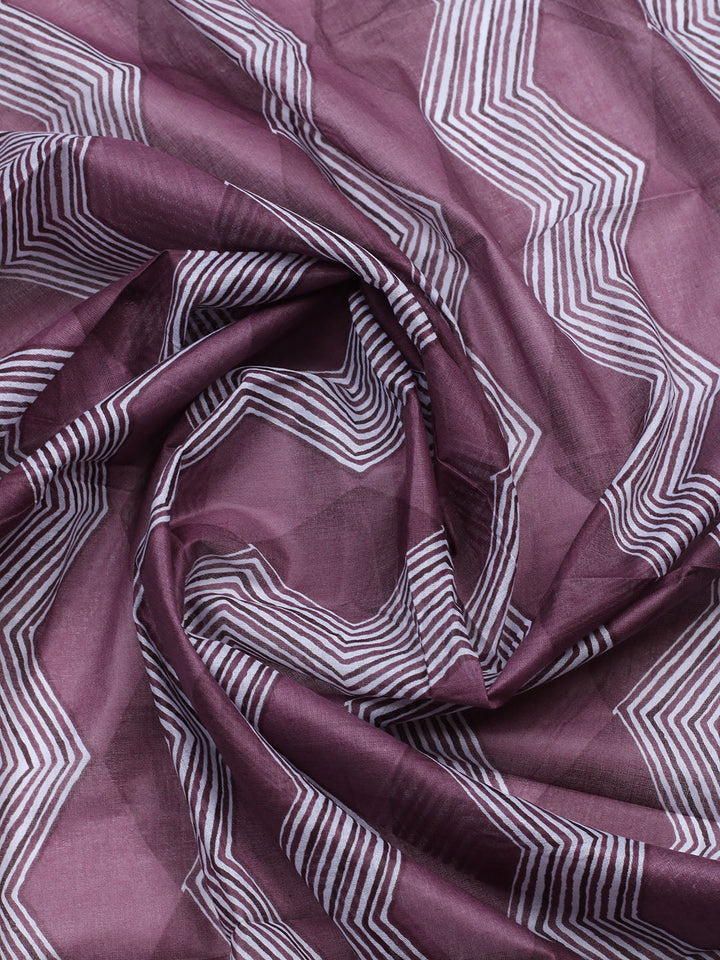 Printed Cotton Blend Unstitched Suit With Pant &amp; Dupatta