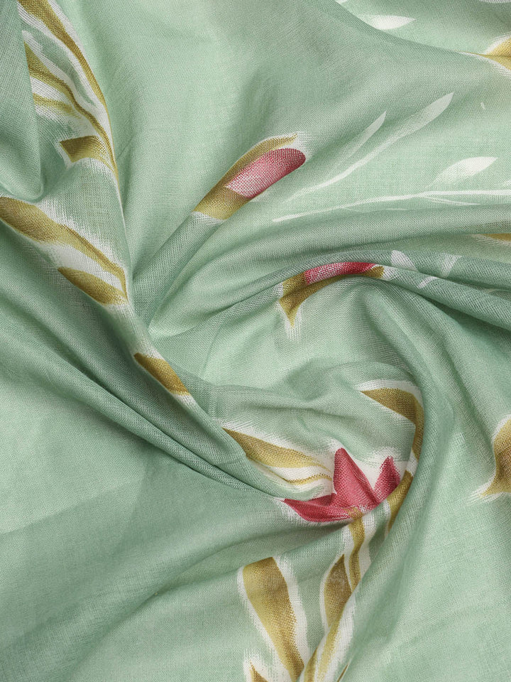 Printed Cotton Blend Unstitched Suit With Dupatta