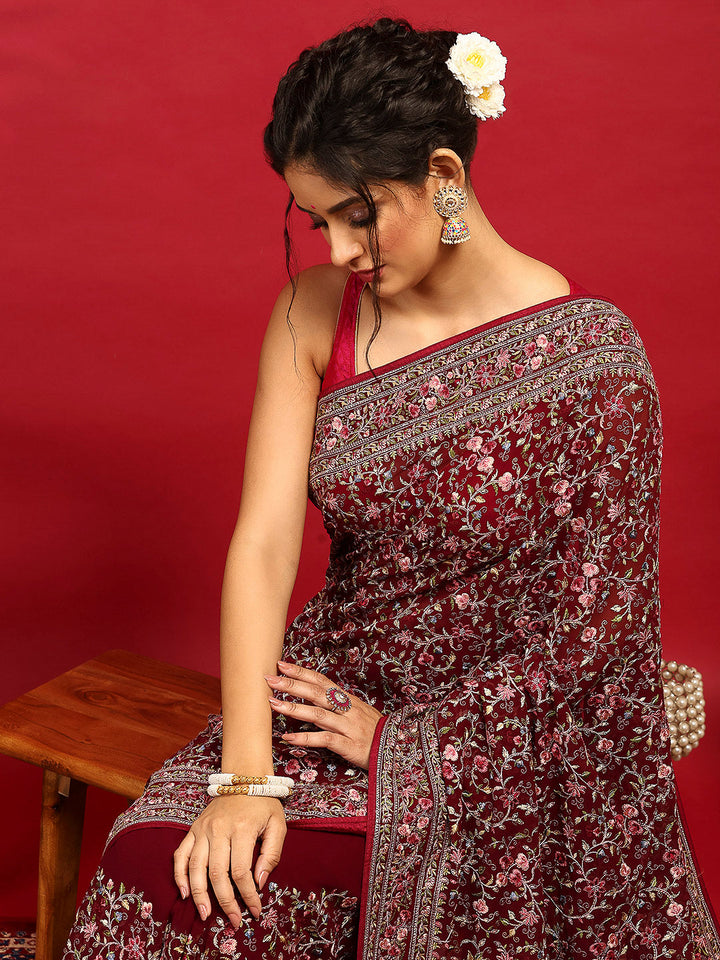 Embroidered Georgette Saree