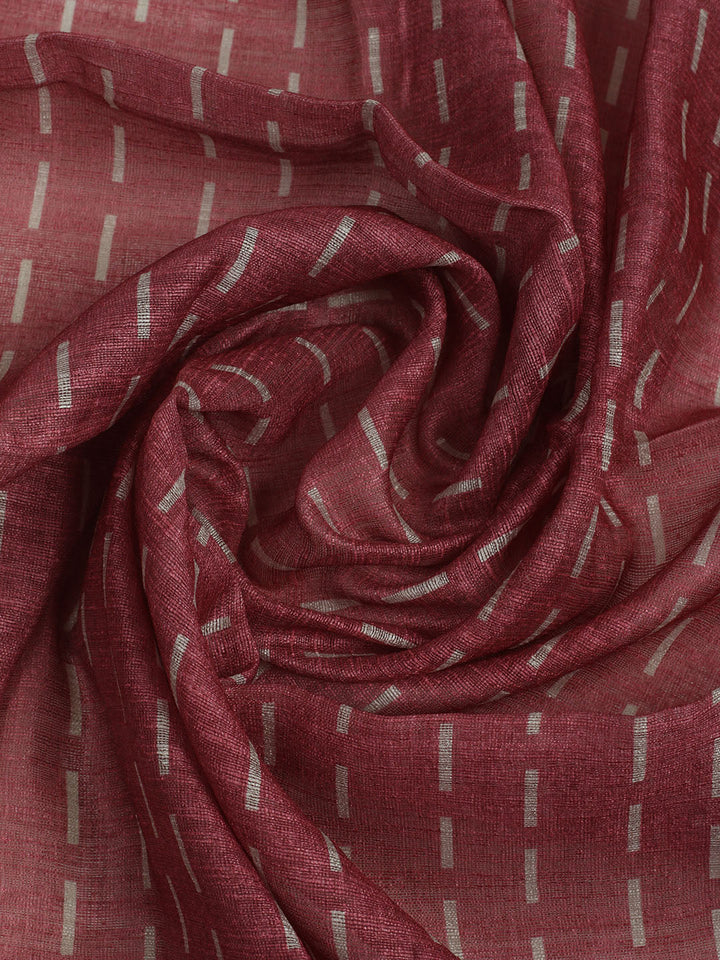 Printed Chanderi Unstitched Suit With Pant &amp; Dupatta