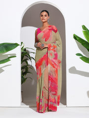 Floral Printed Georgette Saree