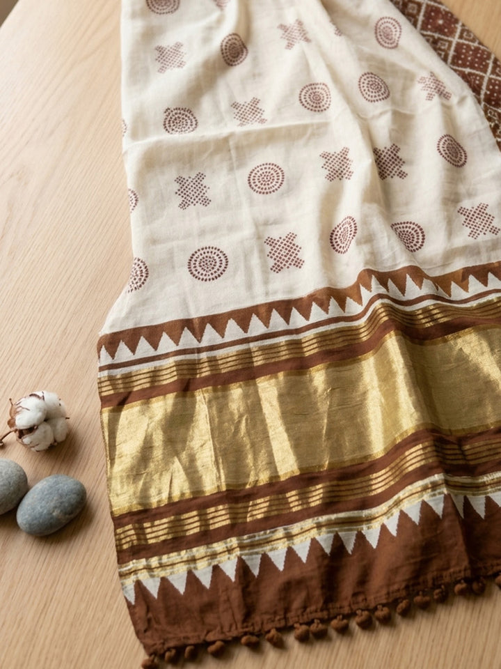 Embroidered Art Silk Unstitched Suit With Pant &amp; Dupatta