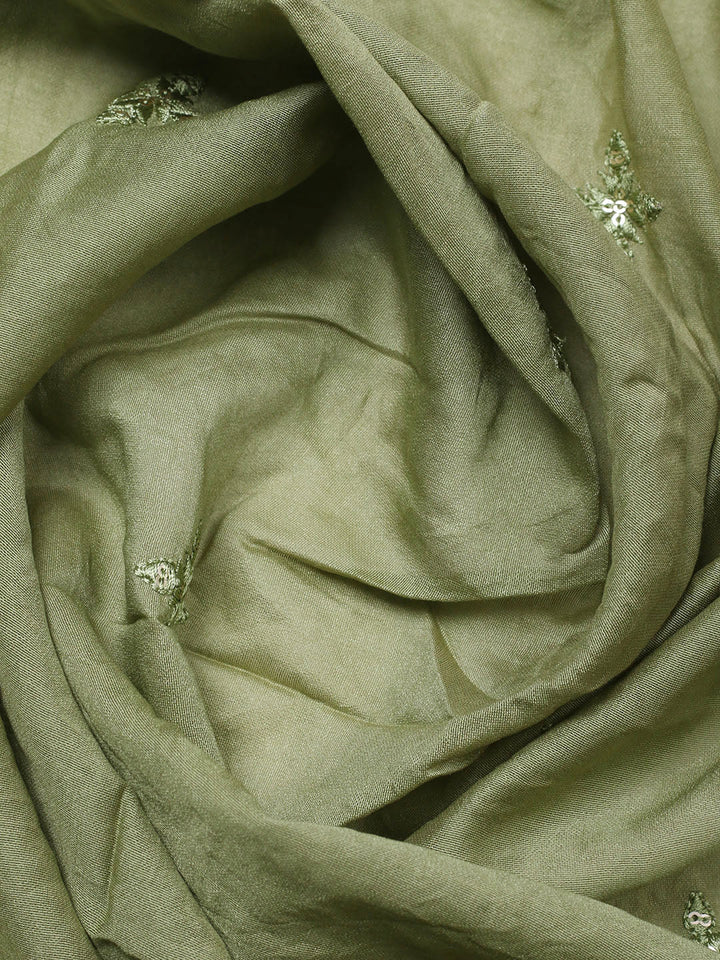 Embroidered Cotton Unstitched Suit With Pant &amp; Dupatta
