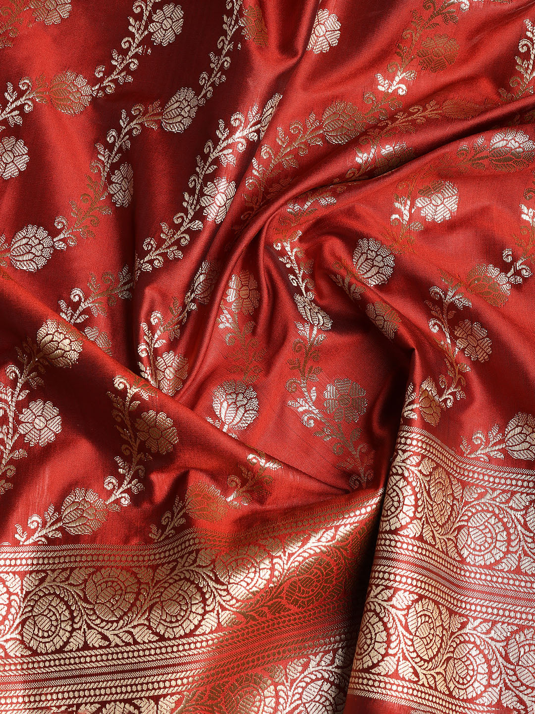 Woven Banarasi Chanderi Unstitched Suit With Dupatta