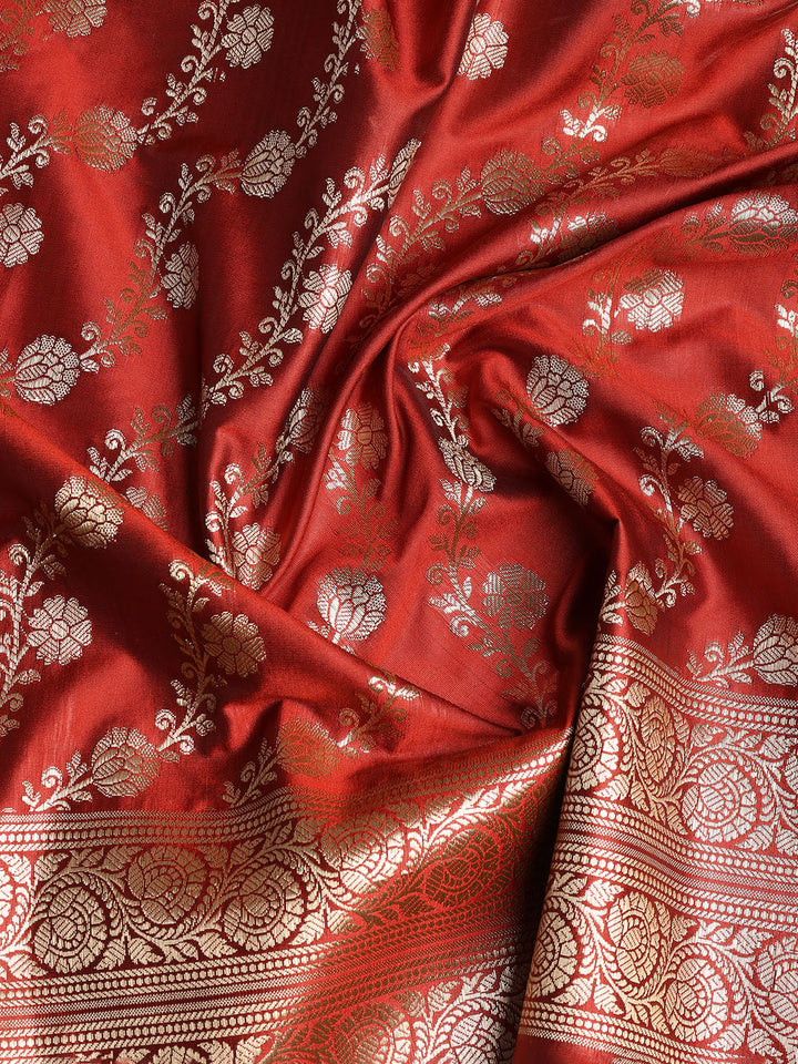 Woven Banarasi Chanderi Unstitched Suit With Dupatta