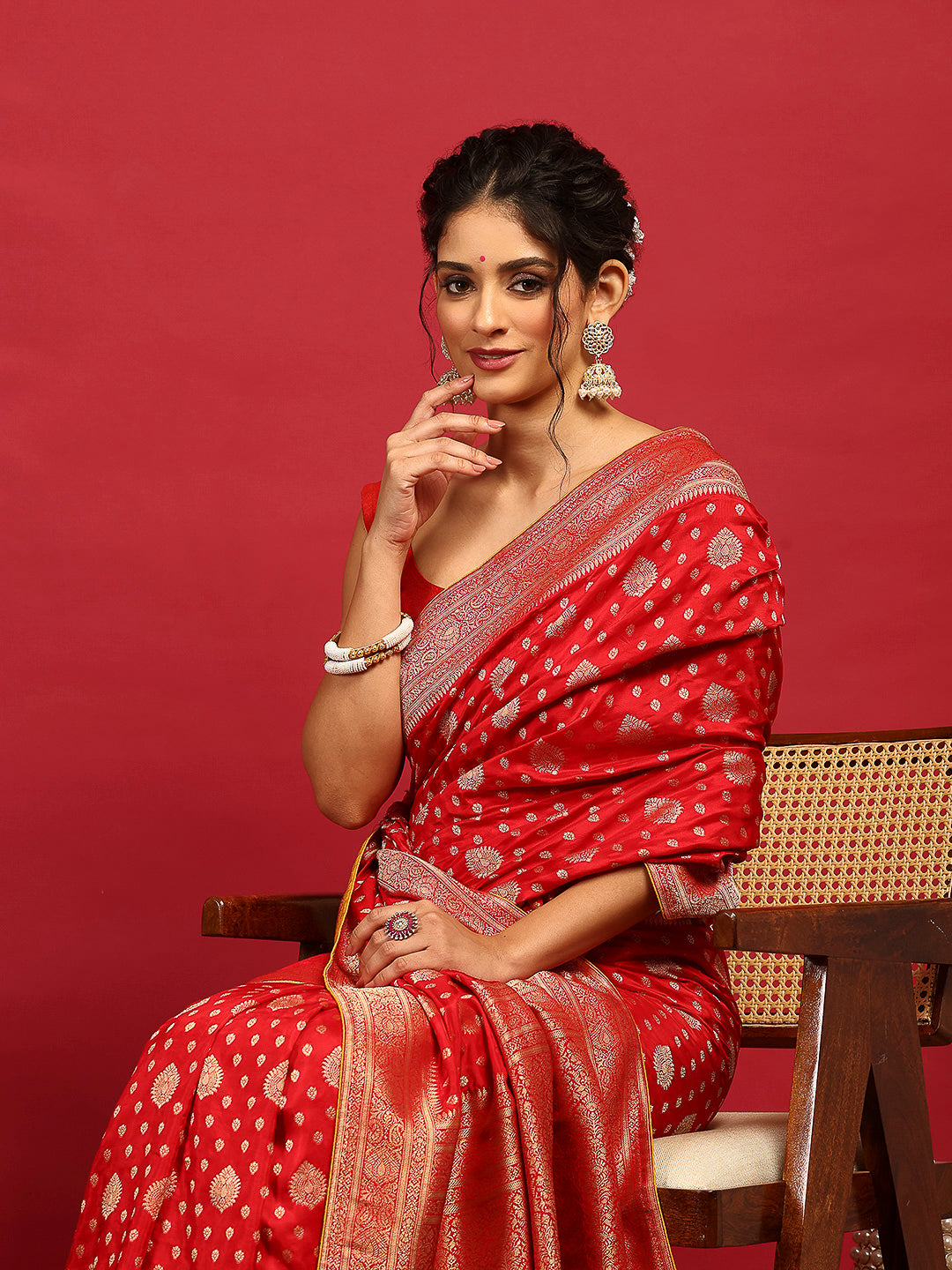 Woven Design Satin Saree