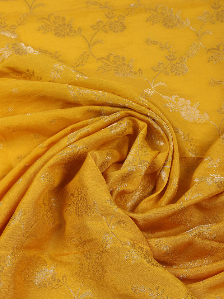 Embroidered Chanderi Unstitched Suit With Pant &amp; Dupatta