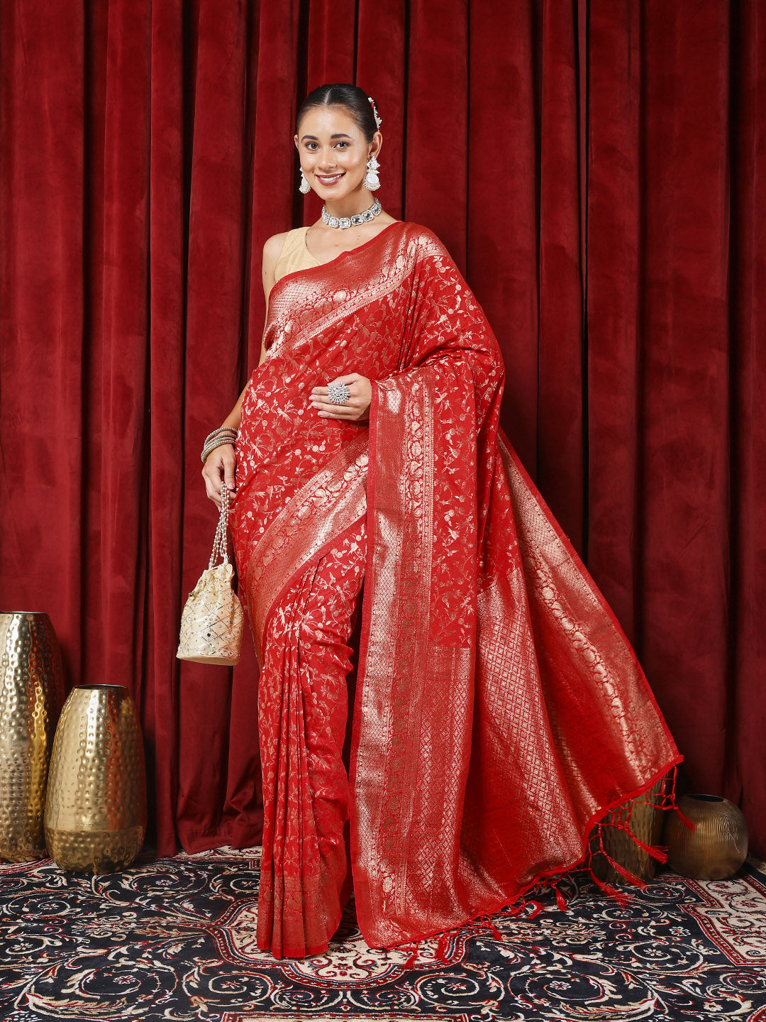 Zaari Jaal Woven Crepe Saree